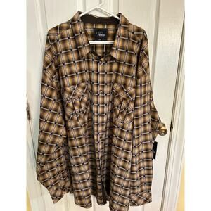 Veno Big & Tall Brown Plaid ButtonUp size 6XLB NWT e2